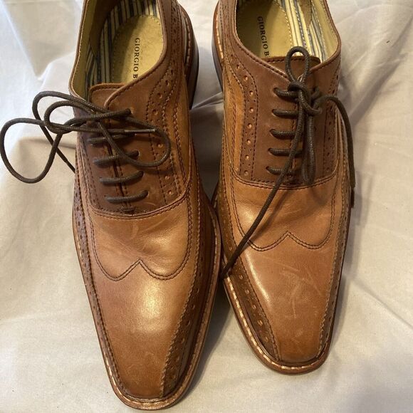 Giorgio Brutini Oxford Shoes Mens Size  8 Brown Leather Lace Up Square Toe - Picture 5 of 8